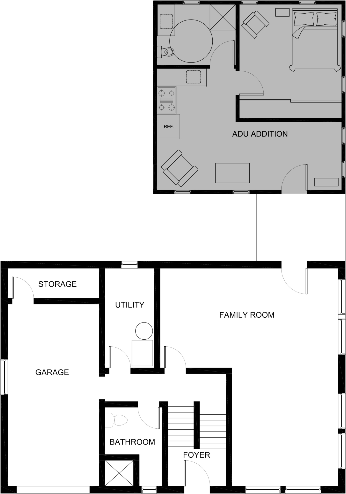 Split Level Accessory Dwelling Unit: Freestanding New Structure